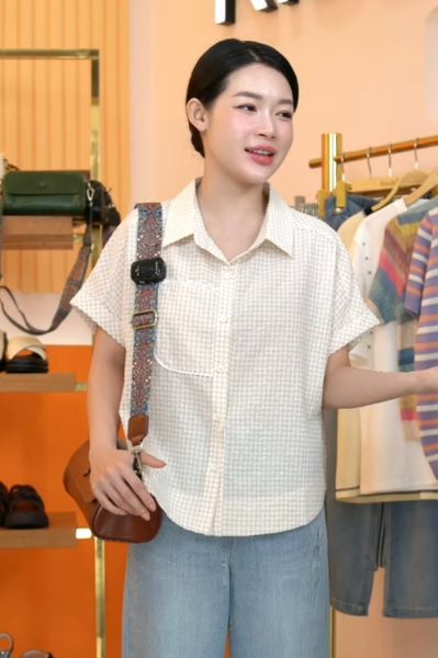  A76- Áo Sơ Mi Karo Phối Túi 