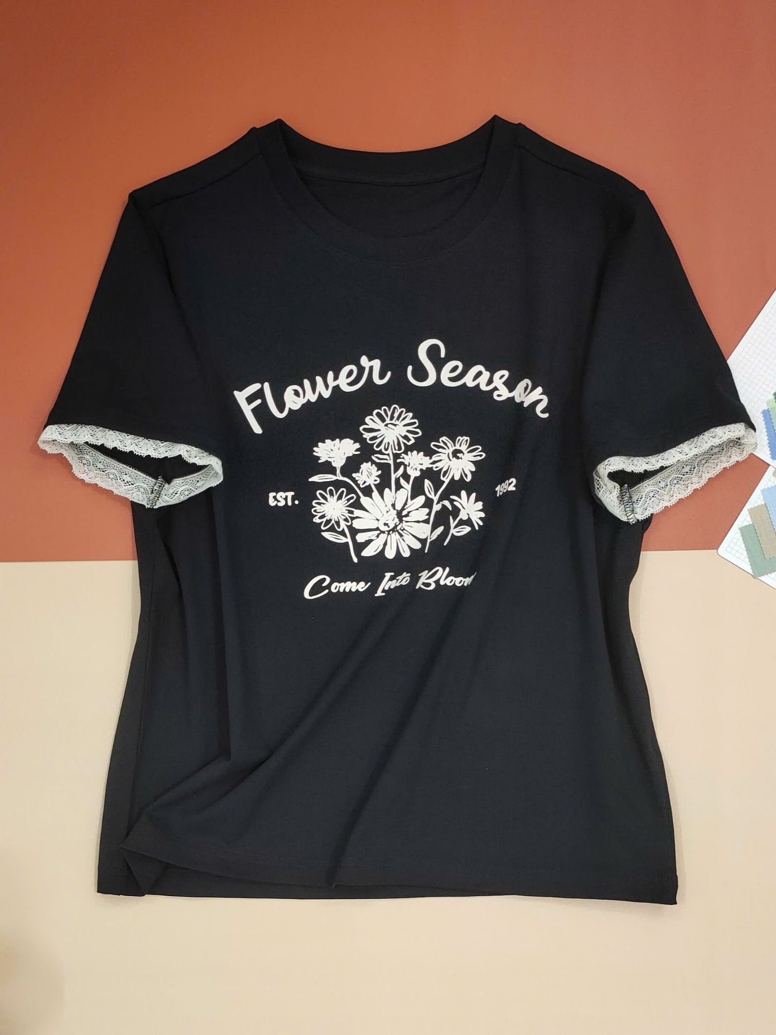  AT12-Áo Thun Cotton Tay Viền Ren 