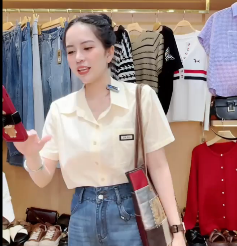  A331-Áo Sơ mi Cotton Phối Túi 