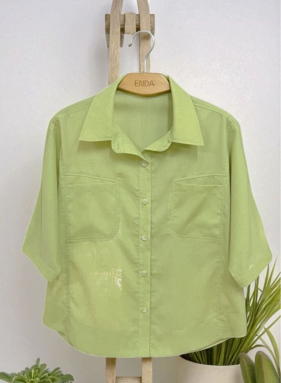  A598-Áo Linen Tencel  2 Túi 