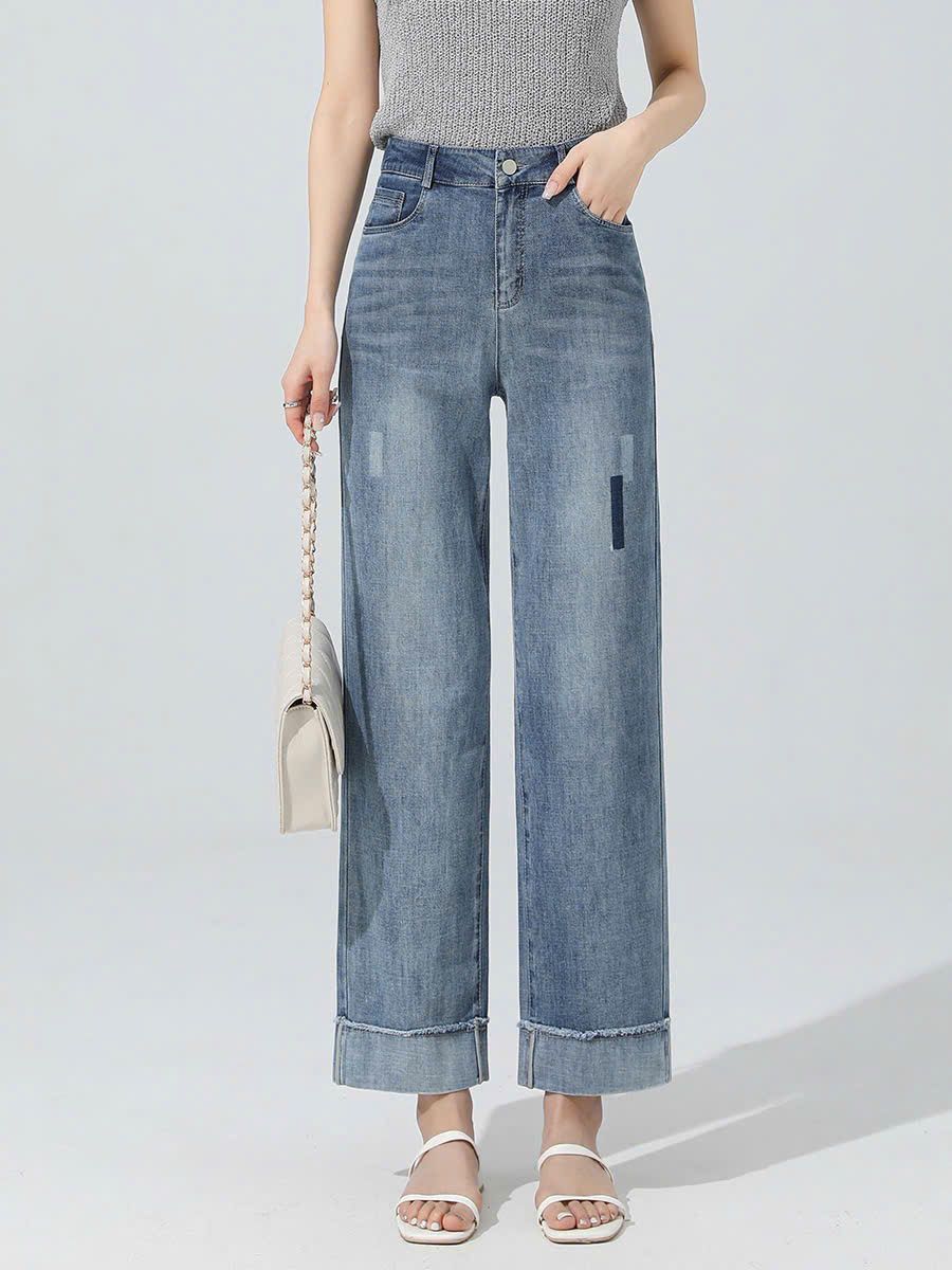  Q48-Quần Jeans 9 Tấc Wash Đùi Phối Lưng Thun 