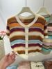  A415-Áo Dệt Kim Sọc Màu Ngắn Tay Cổ Tròn 