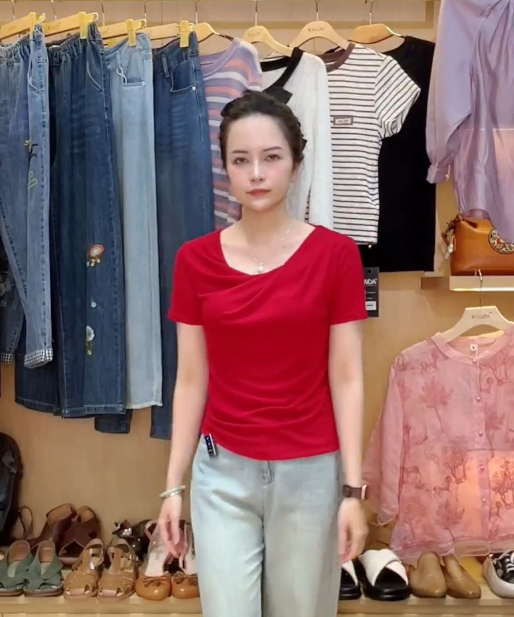  AT29-Áo Thun Cổ Đổ Tay Ngắn 