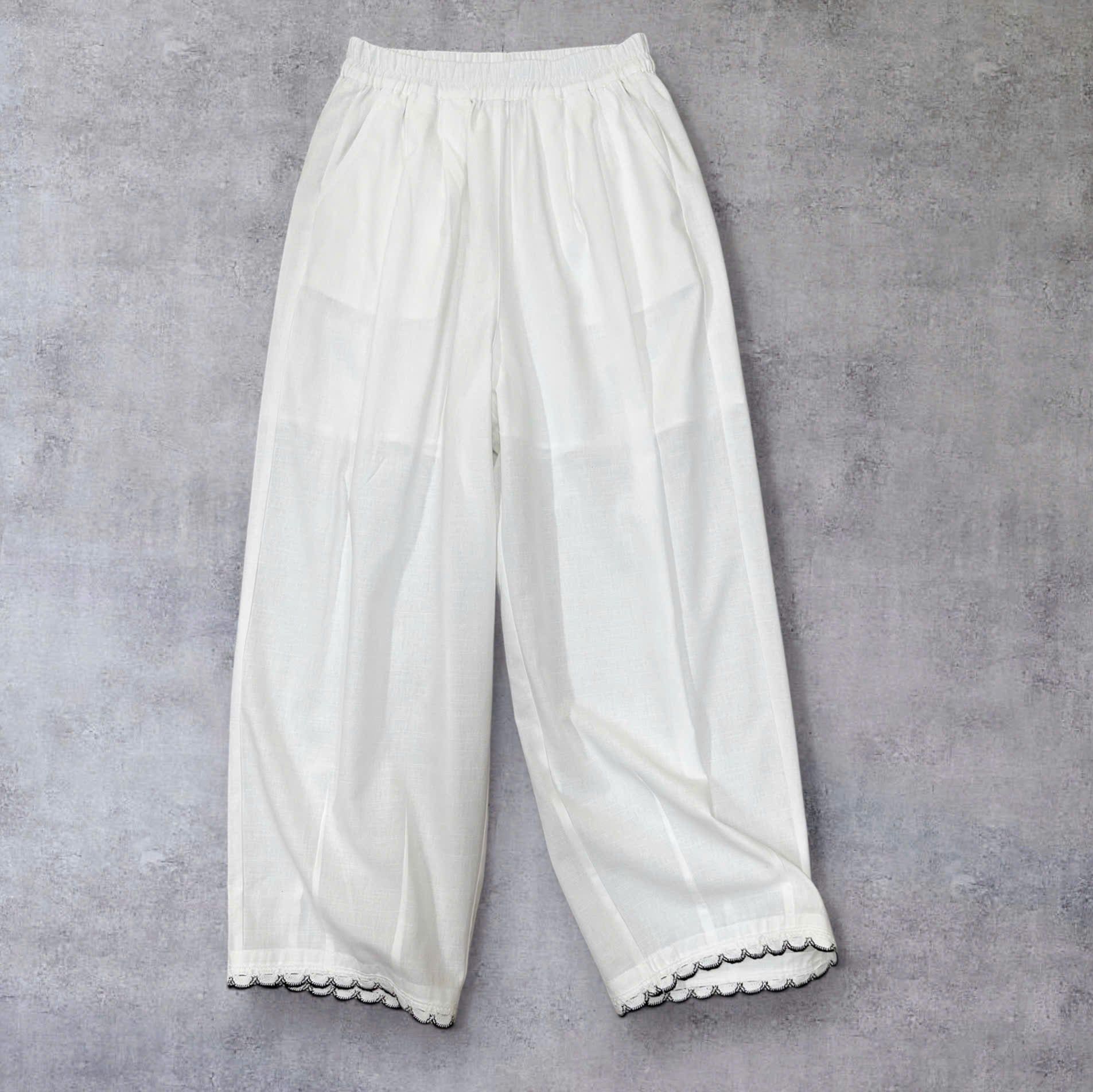  Q304- Quần Linen Cotton Baggy Phối Ren 