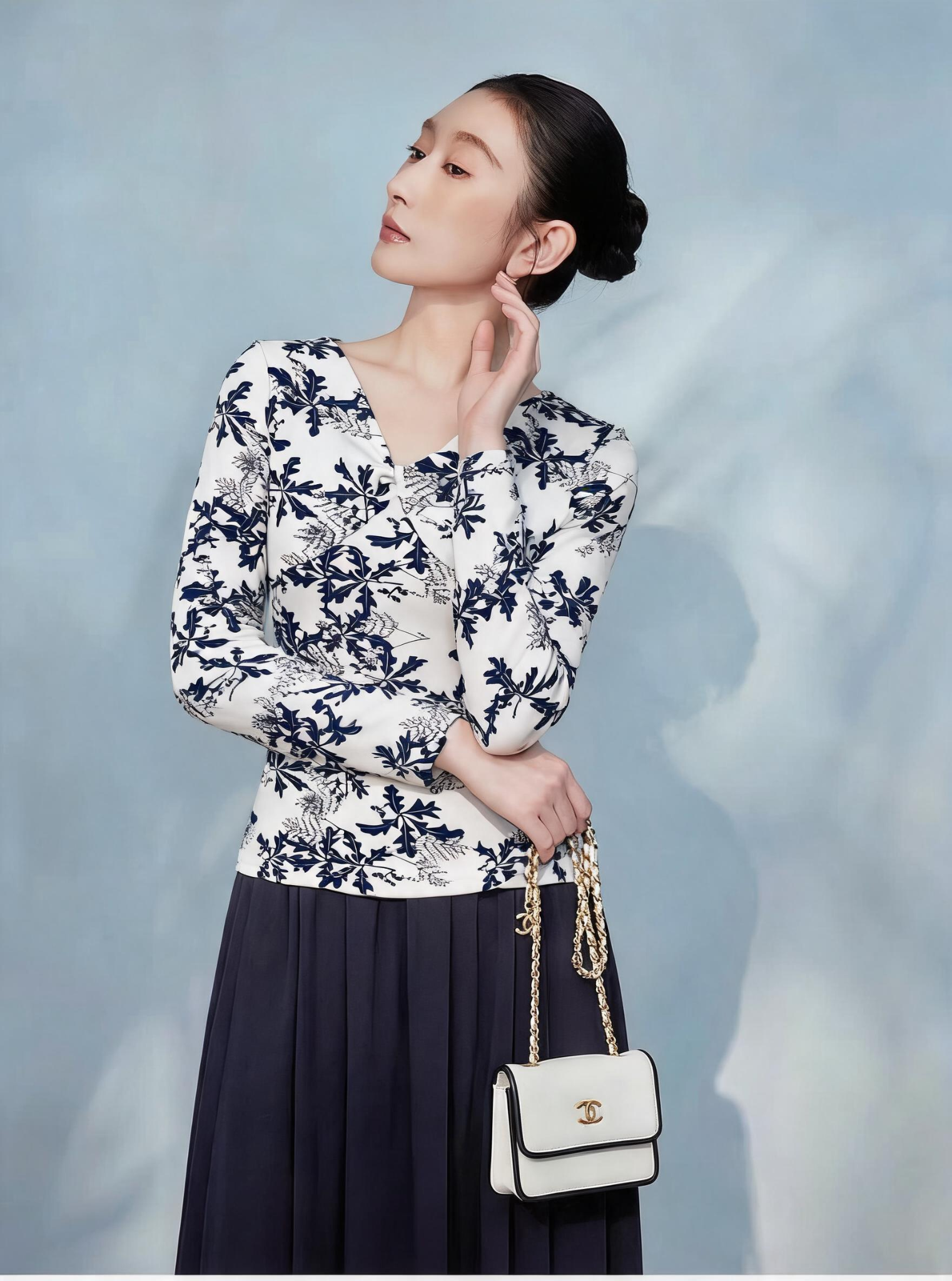  AT80-Áo Thun Tay Dài Cotton In lá 