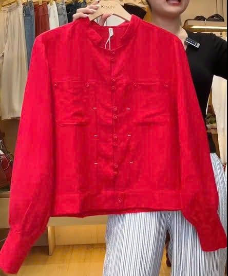  A745-Áo Khoác Sơ Mi Linen Cổ Đứng 