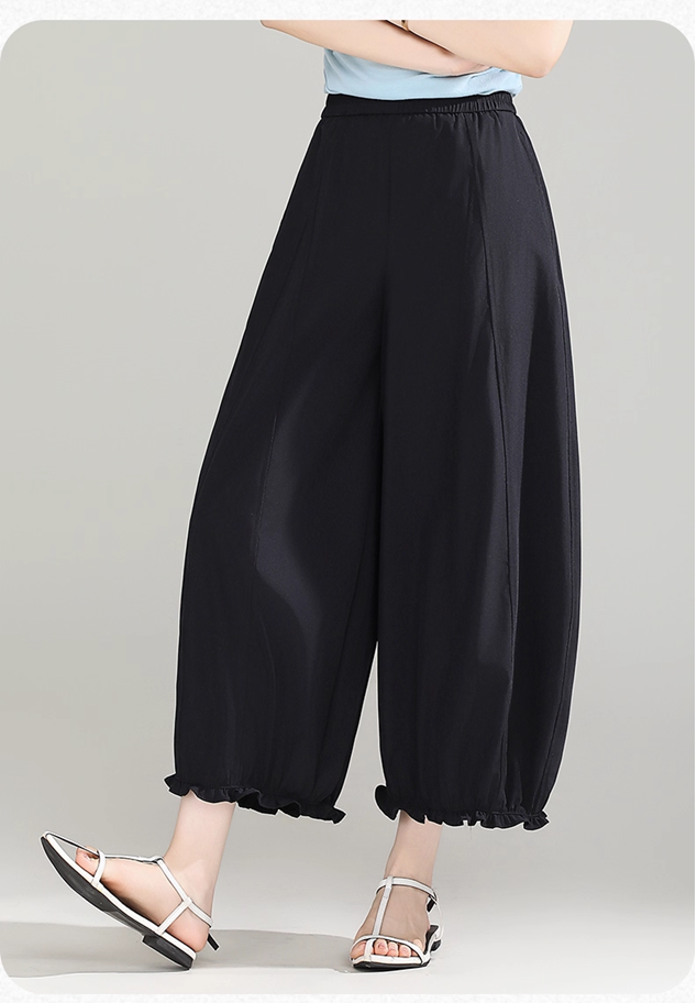  Q318-Quần Ống Rộng 9 Tấc Bo Gấu 