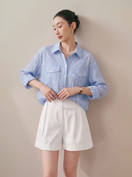  A946-Áo Sơ Mi Linen Thêu 2 Sợi 