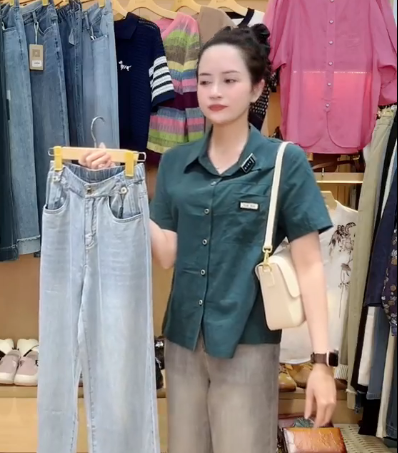  A331-Áo Sơ mi Cotton Phối Túi 