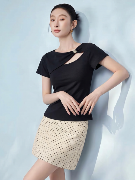  AT70-Áo Thun Cotton  Đính Logo Nơ 