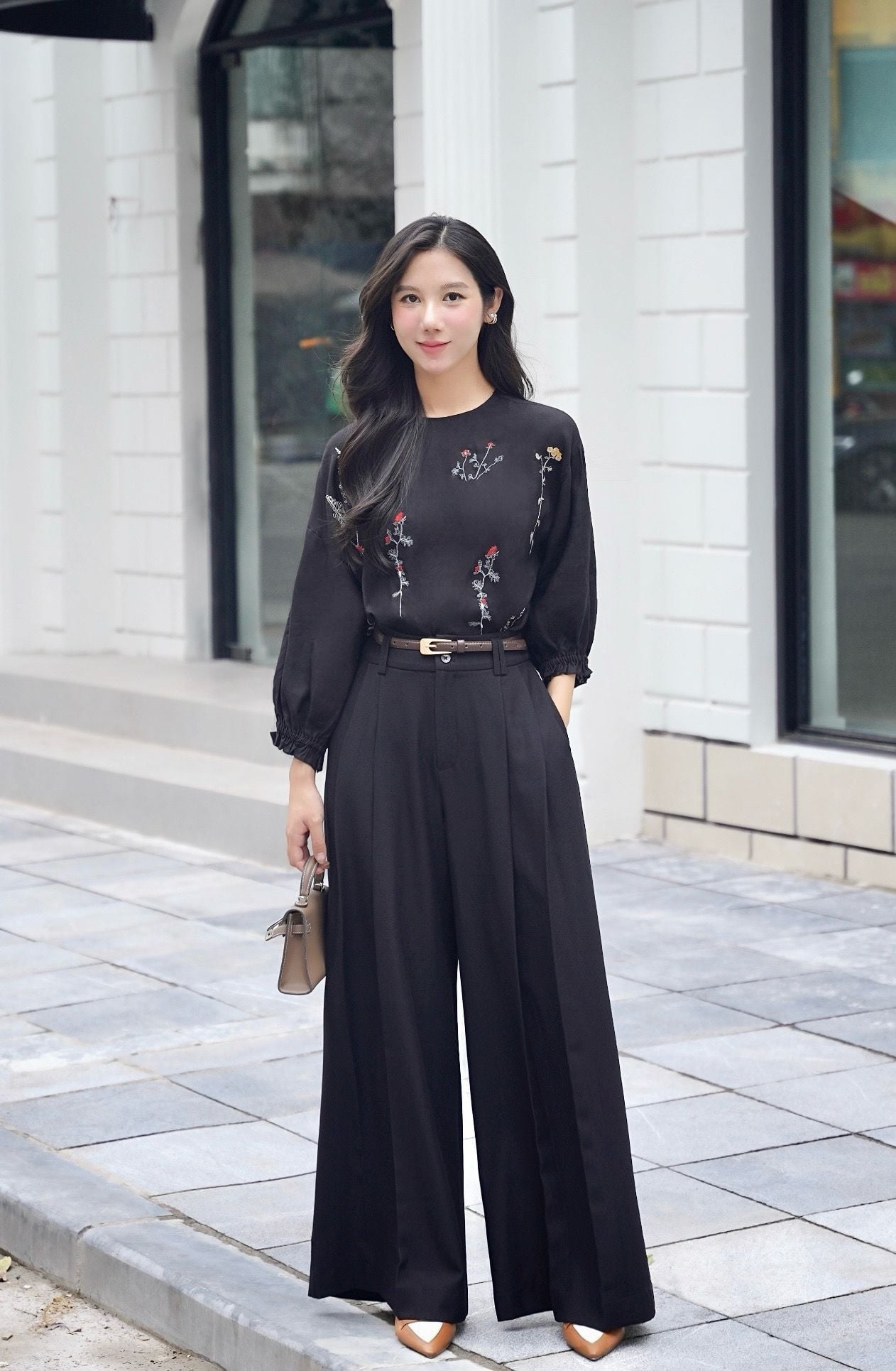  Q174- Quần Ống Rộng Xếp Ly Khóa Kéo 