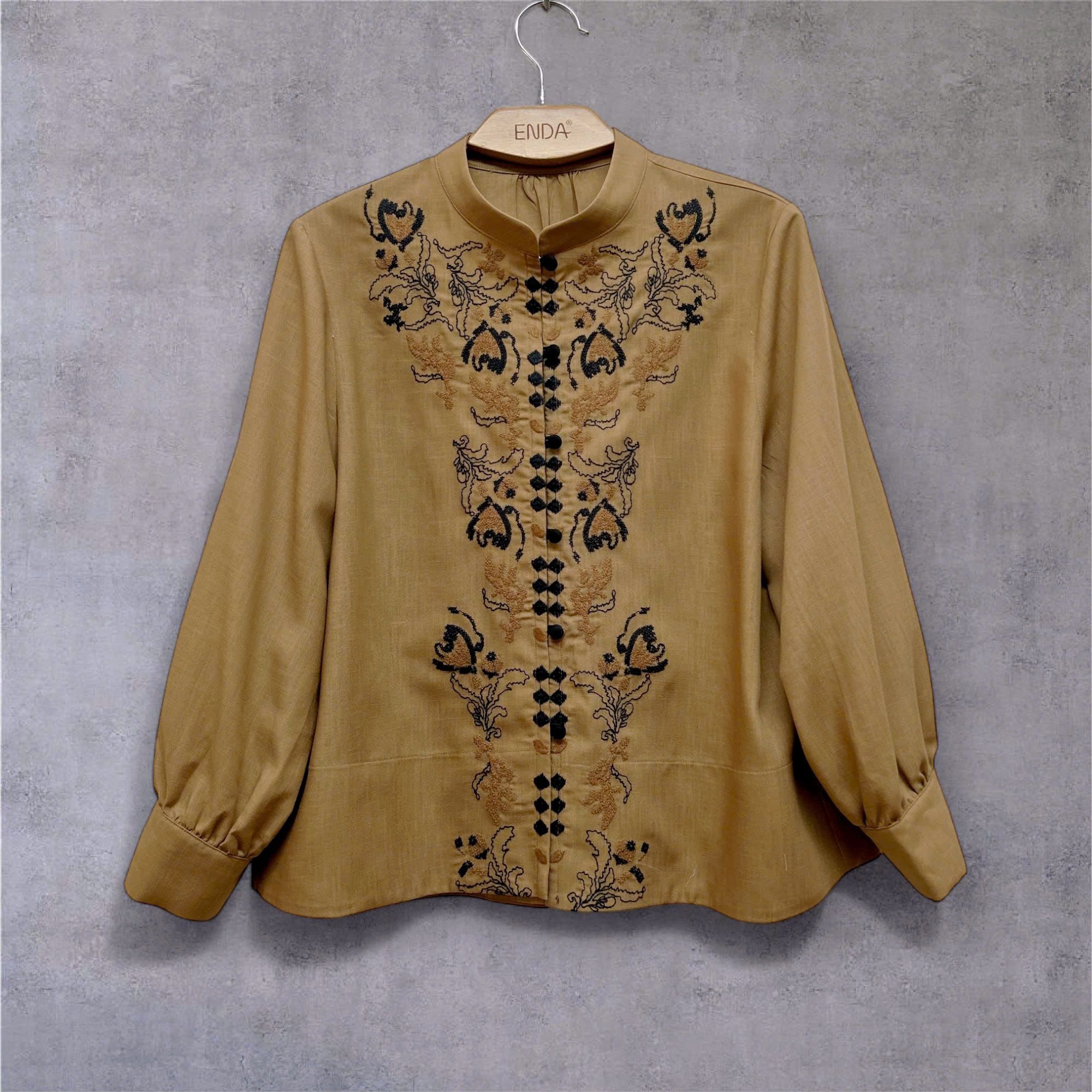  A698- Áo Linen Lụa Mềm Mại Thêu Họa Tiết 