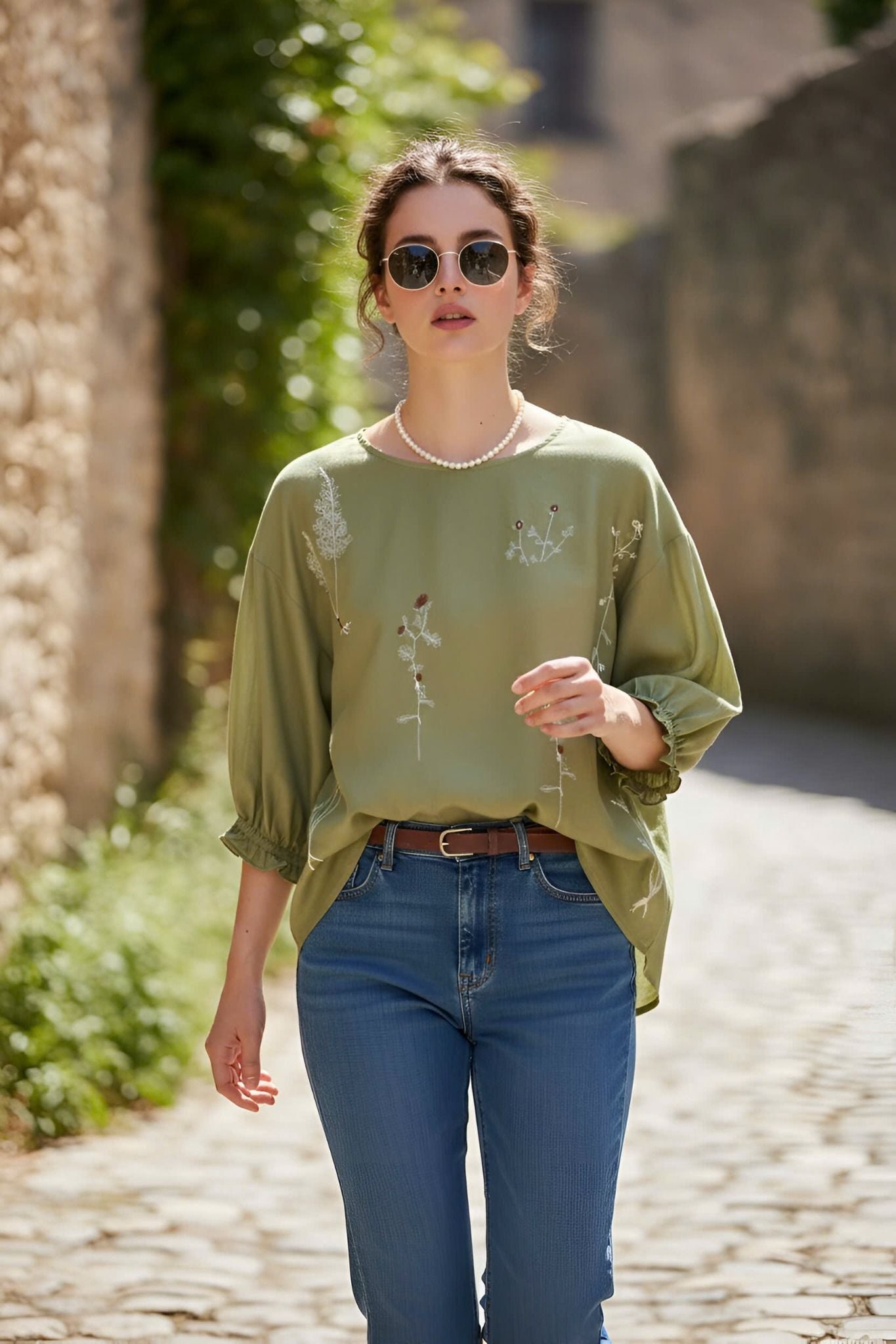  A332- Áo lụa Tencel Thêu Hoa 