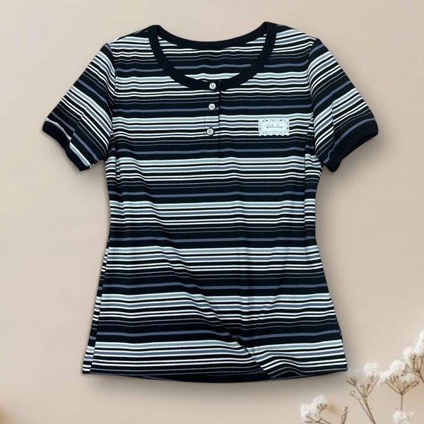  AT39-Áo Thun Sọc Cổ Tròn Tay Ngắn 