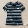 AT39-Áo Thun Sọc Cổ Tròn Tay Ngắn