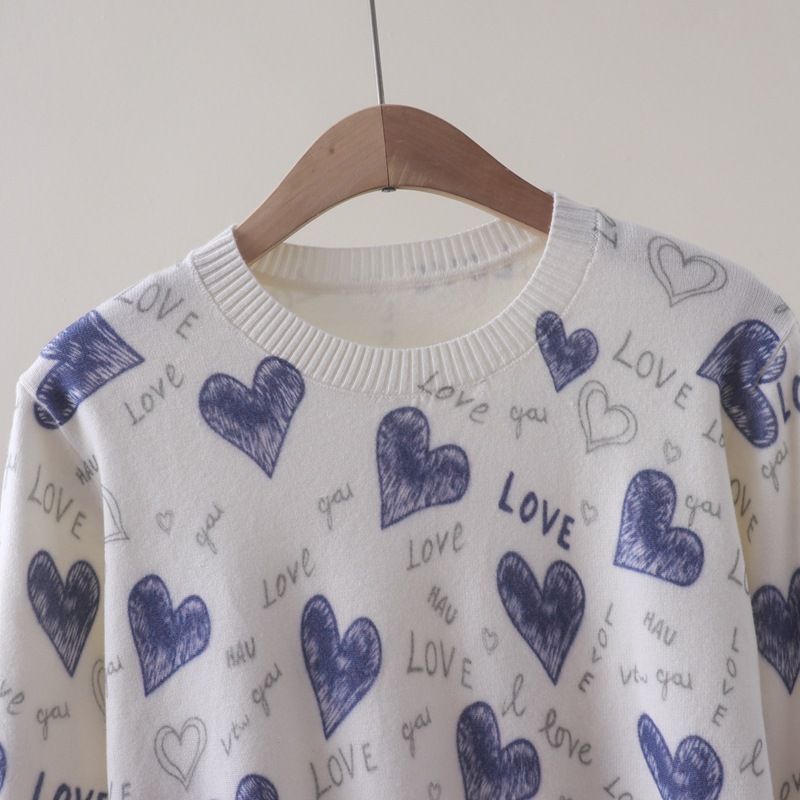  A753-Áo Len Dệt Kim Trái Tim Mùa Thu 