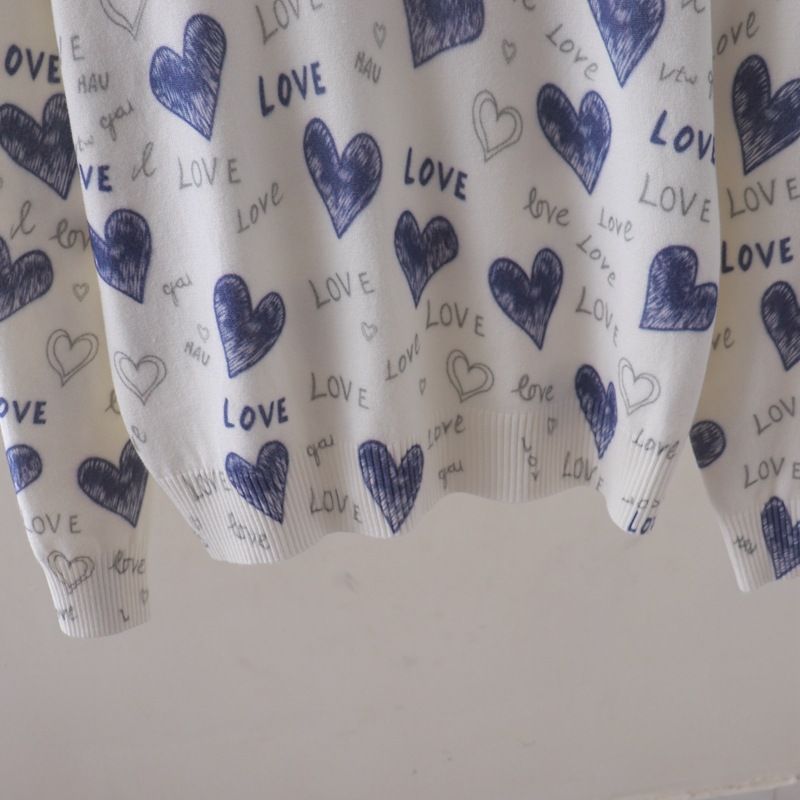  A753-Áo Len Dệt Kim Trái Tim Mùa Thu 