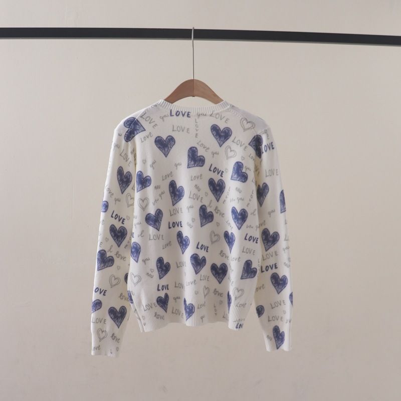  A753-Áo Len Dệt Kim Trái Tim Mùa Thu 