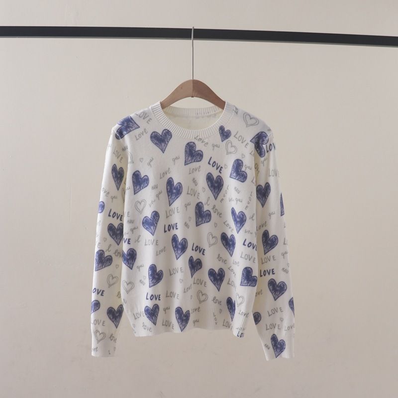  A753-Áo Len Dệt Kim Trái Tim Mùa Thu 