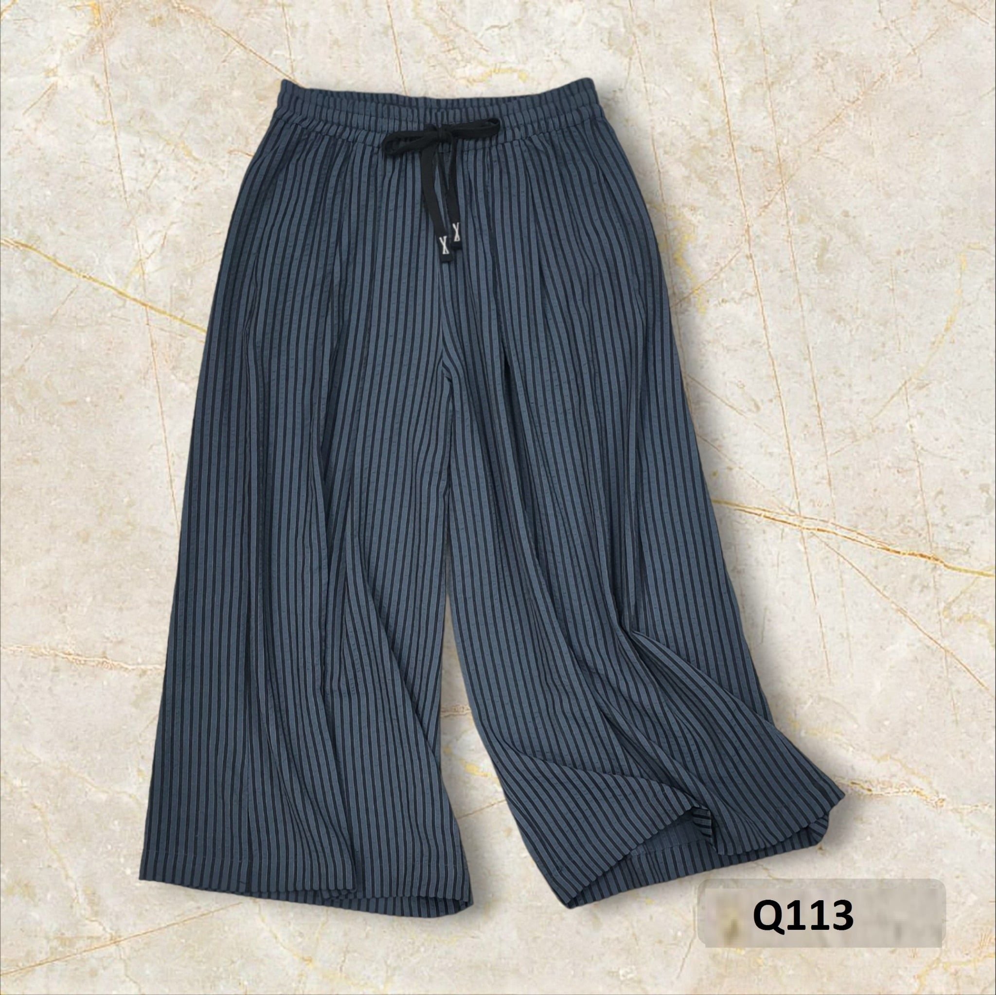  Q113-Quần Sọc Ống Rộng Lưng Thun 