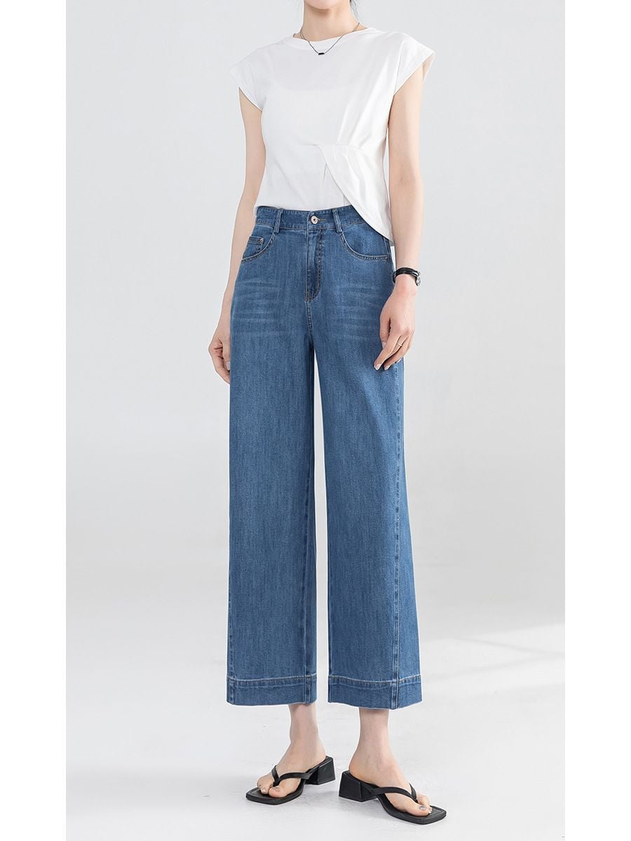  Q349-Quần Jeans Rộng Rãi Sườn Kiểu 9 Tấc 