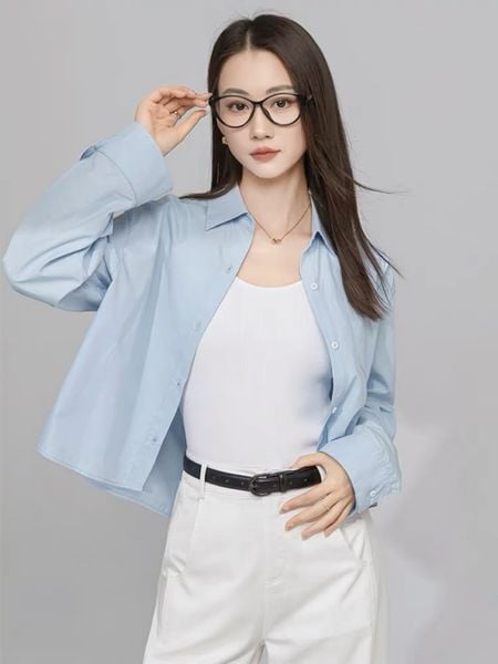  A562-Áo Sơ Mi Tay Dài Tay Xếp Ly 