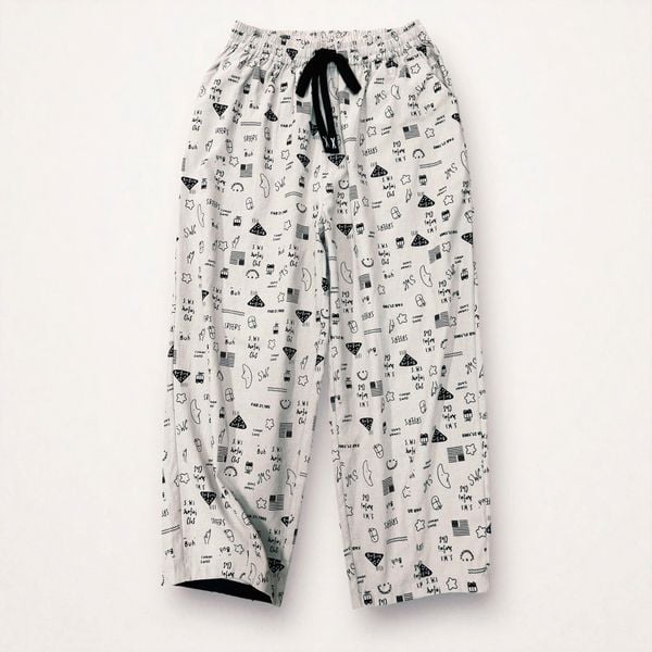 Q313- Quần Họa Tiết Baggy Rút Dây 