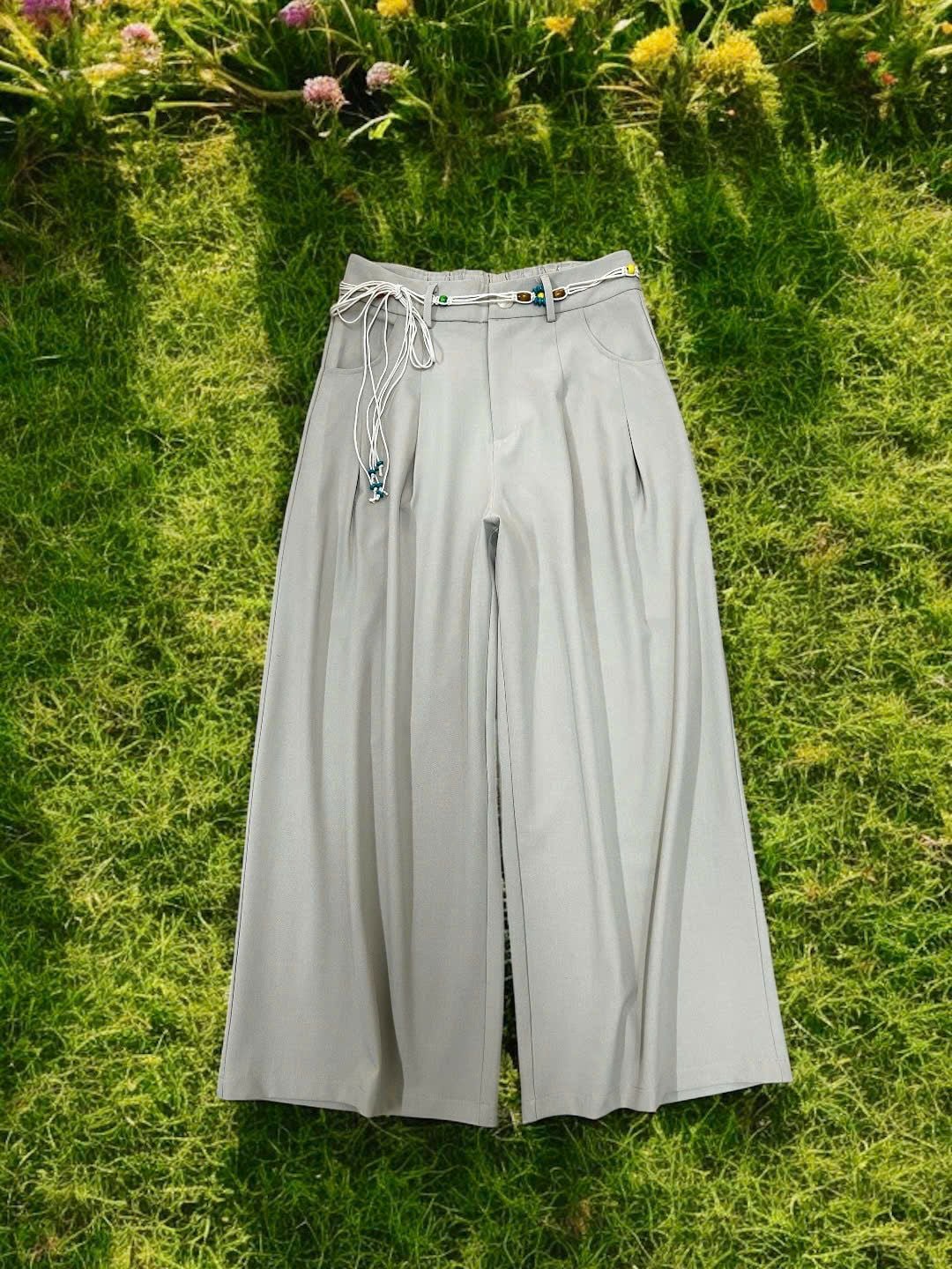  Q306- Quần Ống Rộng Xếp Ly Kèm Phụ Kiện 