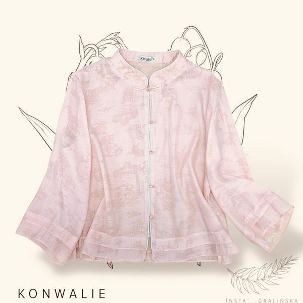  A637- Áo Tơ Cổ Tàu Nút Ngọc 