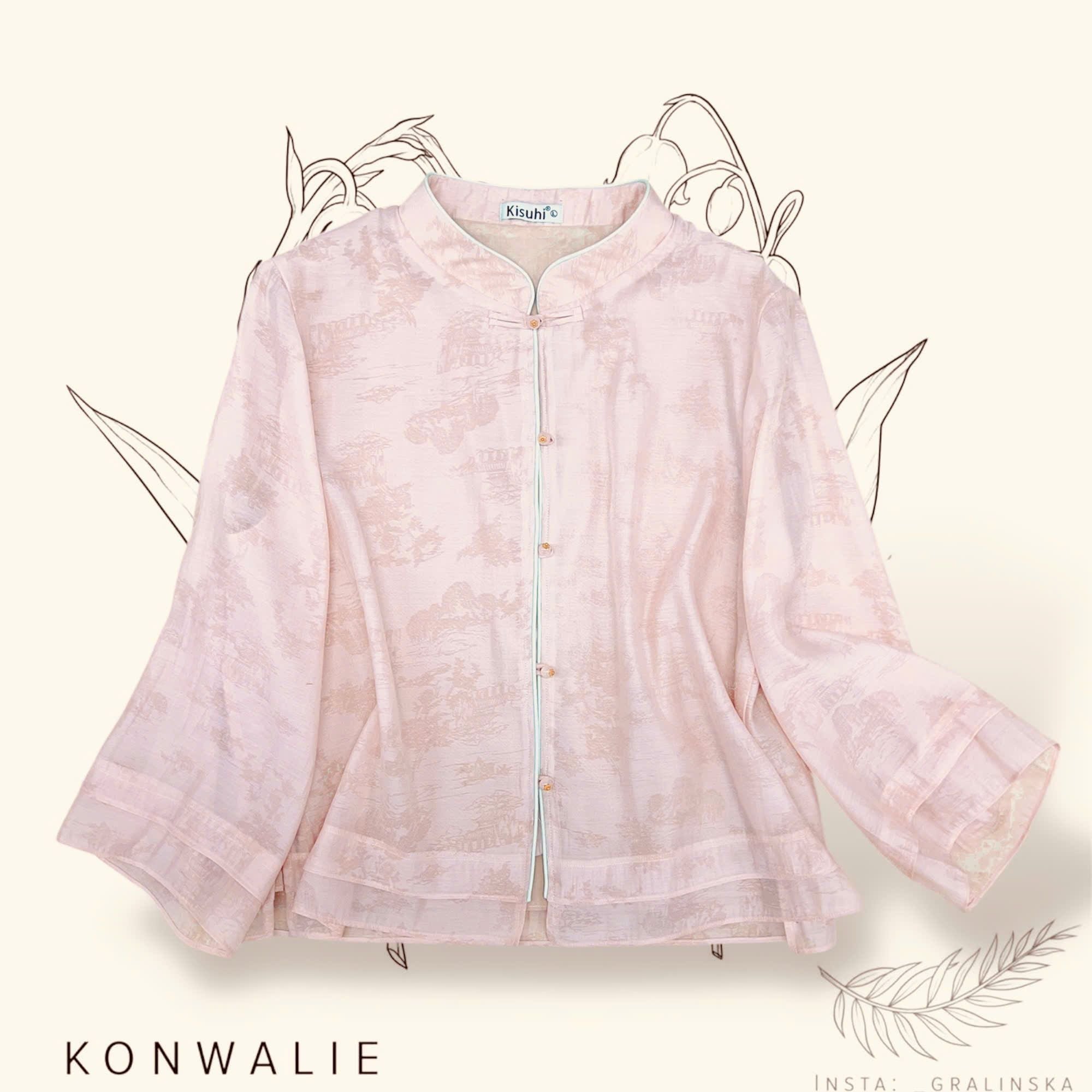  A637- Áo Tơ Cổ Tàu Nút Ngọc 