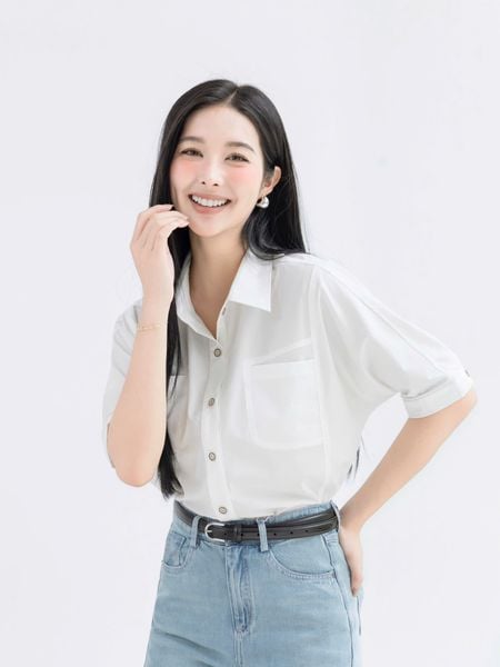  A561- Áo Sơ Mi Cotton Lụa 2 Túi 