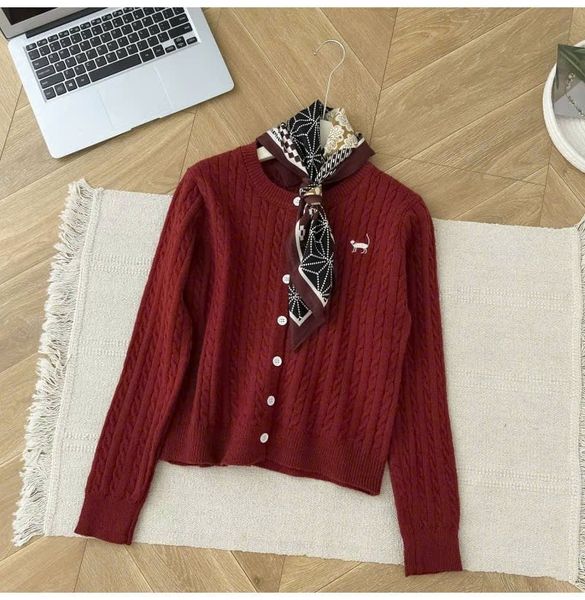  A749-Áo Len Dệt Kim Cardigan Thêu Mèo May Mắn Mùa Thu Hàn Quốc 