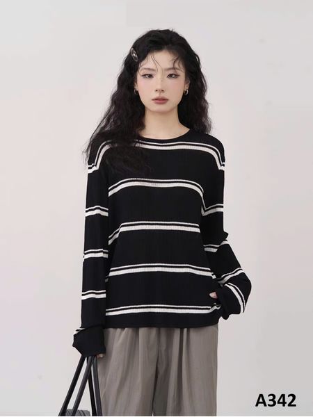  A342-Áo Len Kẻ Sọc Dài Tay Nút Sau 
