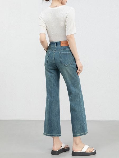  Q357-Quần Jeans Ống Loe Co Dãn 4 Chiều 9 Tấc 