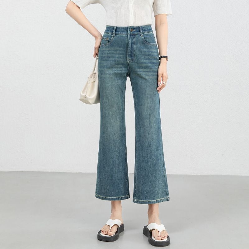 Q357-Quần Jeans Ống Loe Co Dãn 4 Chiều 9 Tấc 