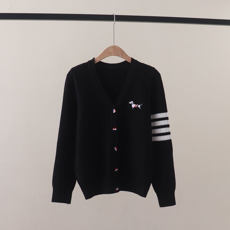  A765-Áo Len Dệt Kim Mắt Lưới Cổ V Cún Cưng Mùa Thu 