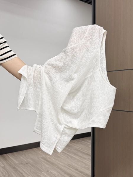  A660-Áo Len Lụa Băng Cổ Bẻ Không Tay Mỏng Mát 