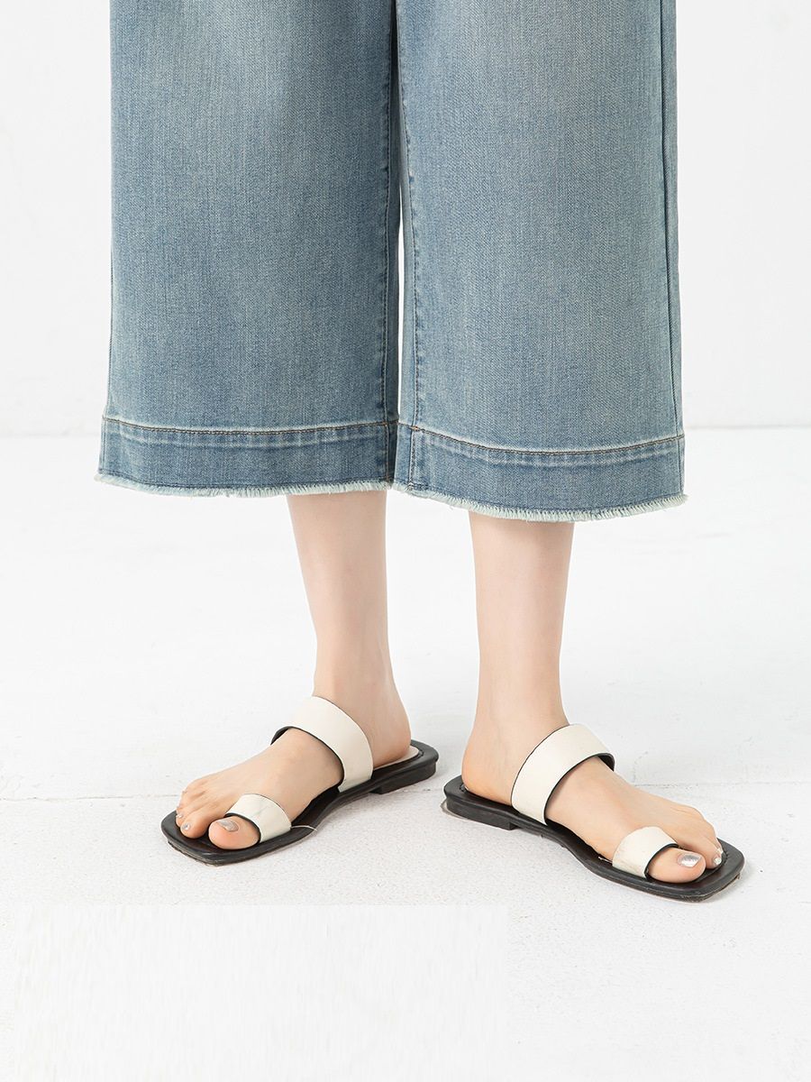  Q271-Quần Jeans Lụa Mềm Mát Lai Kiểu Tua Rua 8 Tấc 