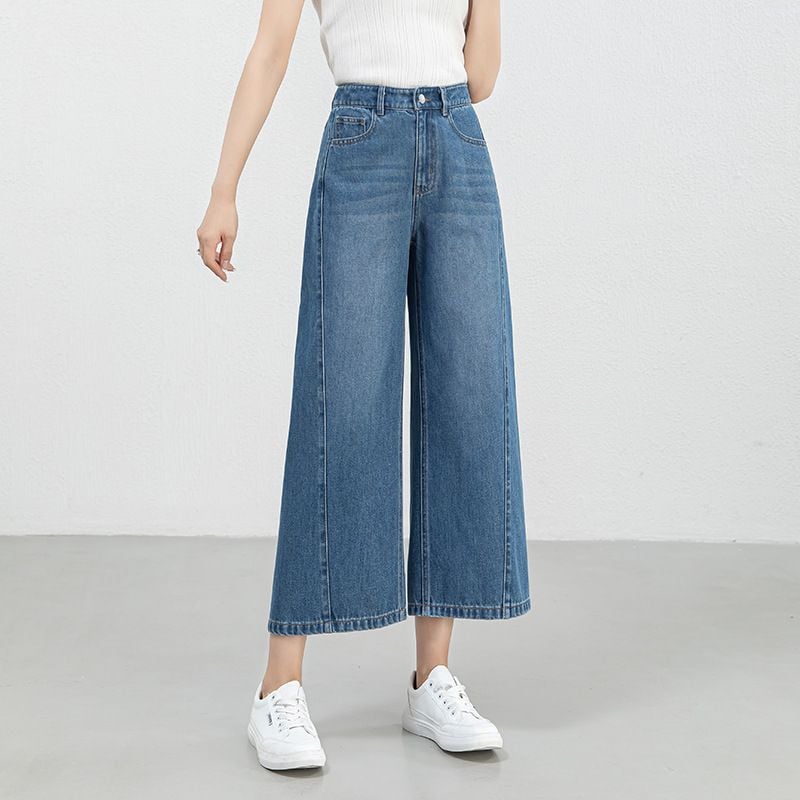  Q342-Quần Jeans Lụa Mềm Mại Cách Điệu Nghệ Thuật 9 Tấc 