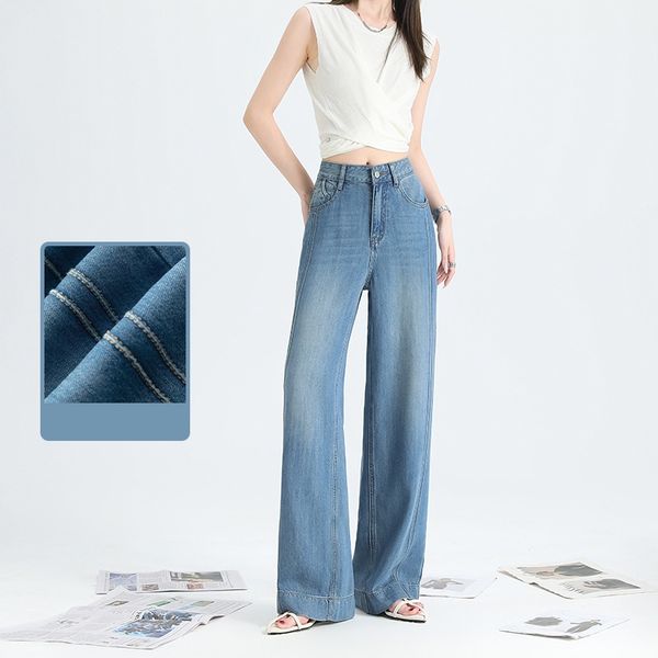  Q331-Quần Jeans Lụa Mềm Mại Viền Sườn Tinh Tế Wash Nhẹ 