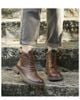  G193-Giày Boot Martin Nữ Da Thật Cột Dây Cổ Điển 