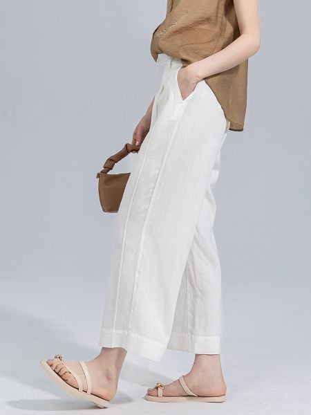  Q261-Quần Linen Lụa Mềm Mại Sườn Đôi 9 Tấc 