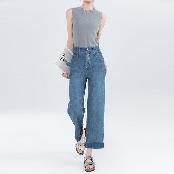  Q360-Quần Jeans Ống Đứng Co Dãn 4 Chiều Lật Lai Nghệ Thuật 9 Tấc 