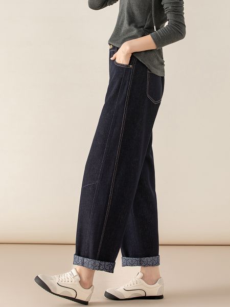  Q375-Quần Jeans Ống Rộng Họa Tiết Nghệ Thuật 