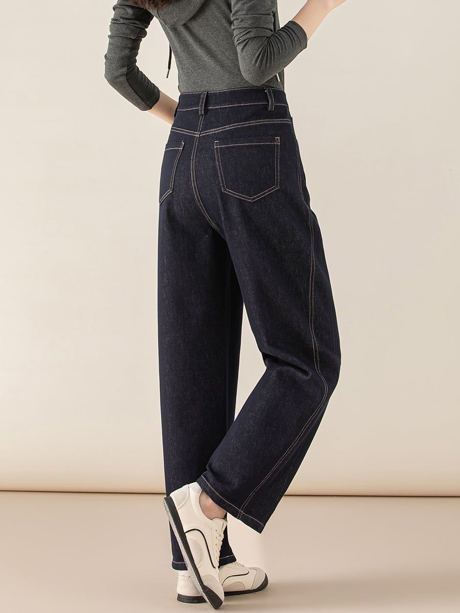  Q375-Quần Jeans Ống Rộng Họa Tiết Nghệ Thuật 