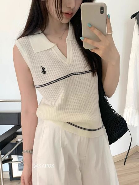  A683-Áo Len Lụa Vừa Vặn Cổ Polo Viền Sọc 