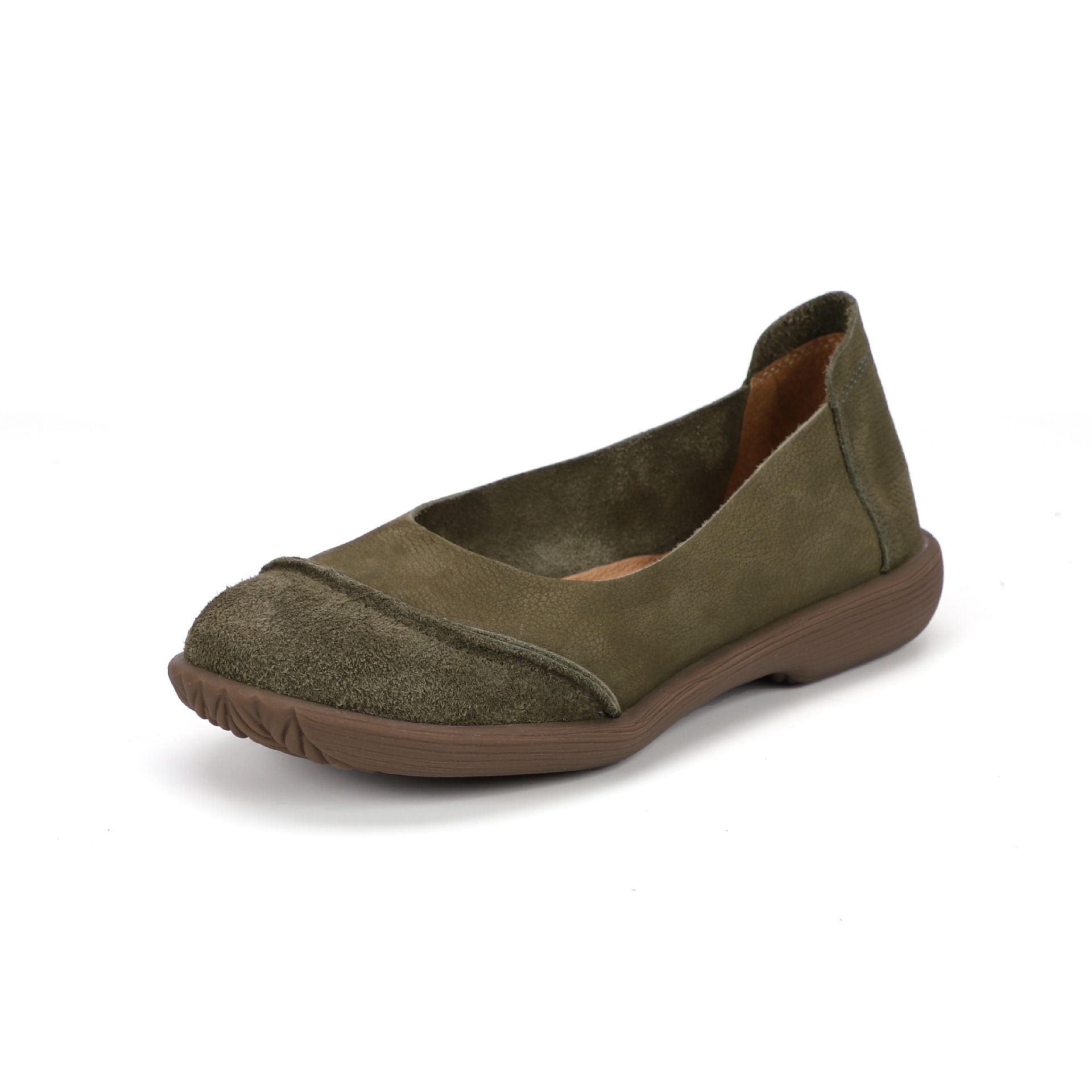  G186-Giày Da Thật Retro Handmade Phối Da Êm Mềm 