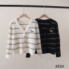 A524-Áo Khoác Len Cún Cưng Kẻ Sọc