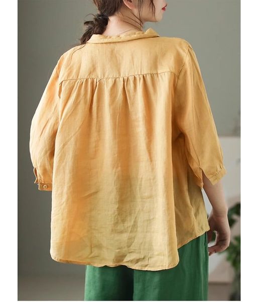  A532-Áo Ramie Hoa Lá Khoe Sắc 