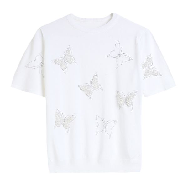  A2010-Áo Thun Len Đính Ngọc Châu Hình Bướm 